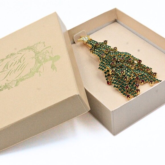 Kirks Folly Silent Night Limited Edition 013/500 Christmas Tree Green Red Brooch - Picture 2 of 9